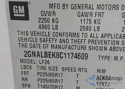 2012 Chevrolet Equinox Ls z USA, uszkodzony, nr VIN 2GNALBEK8C1174609